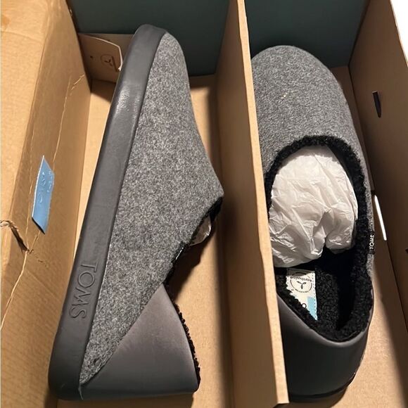 Toms Ezra Smoke Grey Repreve Two Tone Felt Slip On Slippers Men Size 12 NIB - Picture 7 of 14
